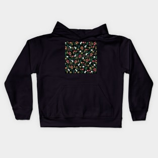 Pretty Watercolor Floral Botanical Black Pattern Kids Hoodie